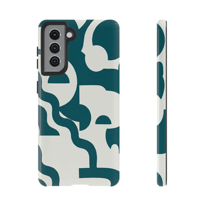 Abstract Teal Pattern Phone Case — Modern Geometric Tough Case