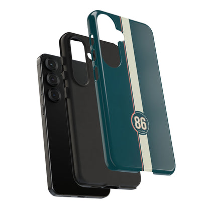 Racing Stripe Phone Case - Retro Teal with Number 86