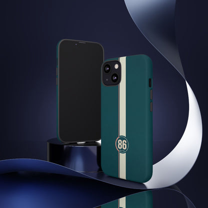 Racing Stripe Phone Case - Retro Teal with Number 86
