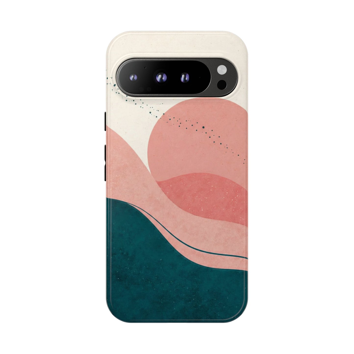 Abstract Sunset Phone Case — Pink & Teal Wave Tough Case