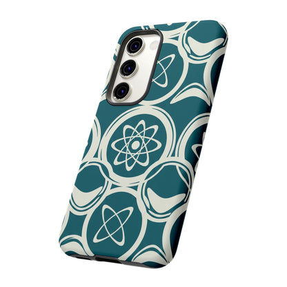Atomic Geo Tough Phone Case — Teal Retro Science Pattern