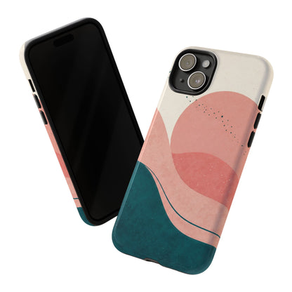 Abstract Sunset Phone Case — Pink & Teal Wave Tough Case