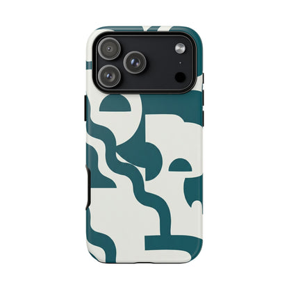 Abstract Teal Shapes Phone Case — Modern Geometric Tough Case