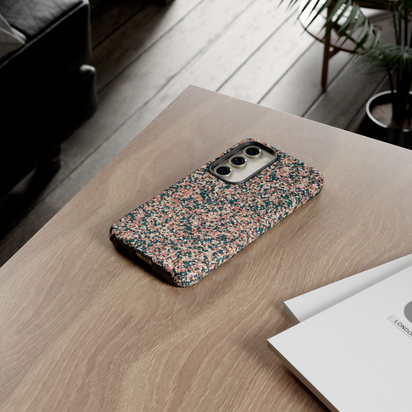 Speckled Pink & Teal Tough Phone Case — Durable Protective Cover