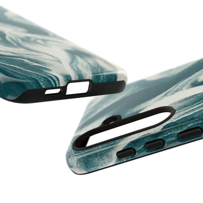 Teal Marble Tough Phone Case — Protective Artistic Swirl Design
