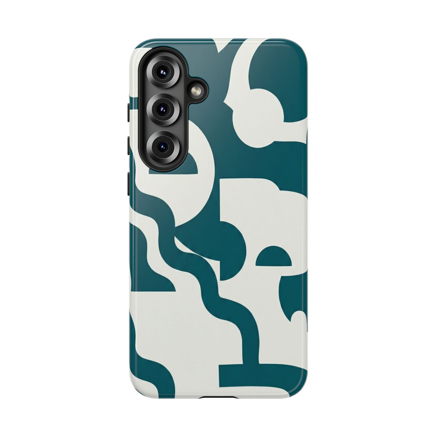 Abstract Teal Pattern Phone Case — Modern Geometric Tough Case