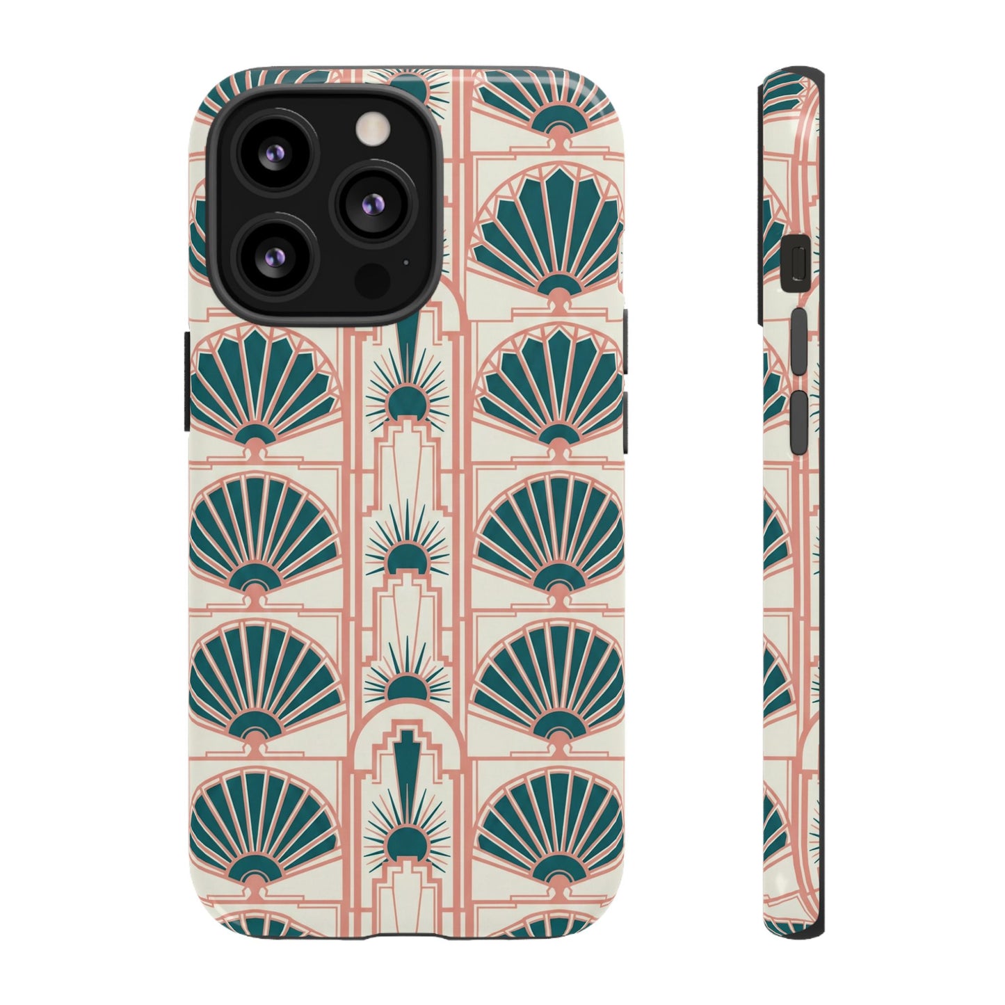 Art Deco Fan Pattern Tough Phone Case — Retro Geometric iPhone Cover