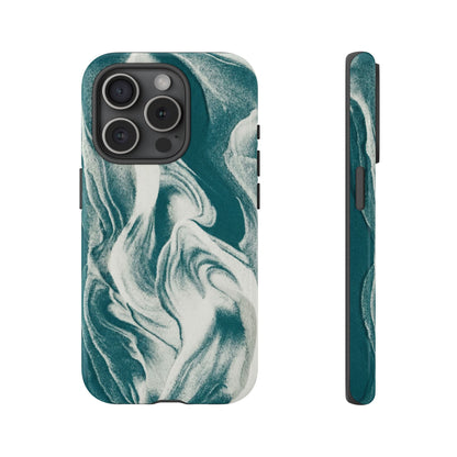 Marble Teal Tough Phone Case — Swirl Pattern Protective Cover