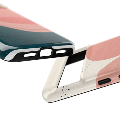 Abstract Sunset Phone Case — Pink & Teal Wave Tough Case