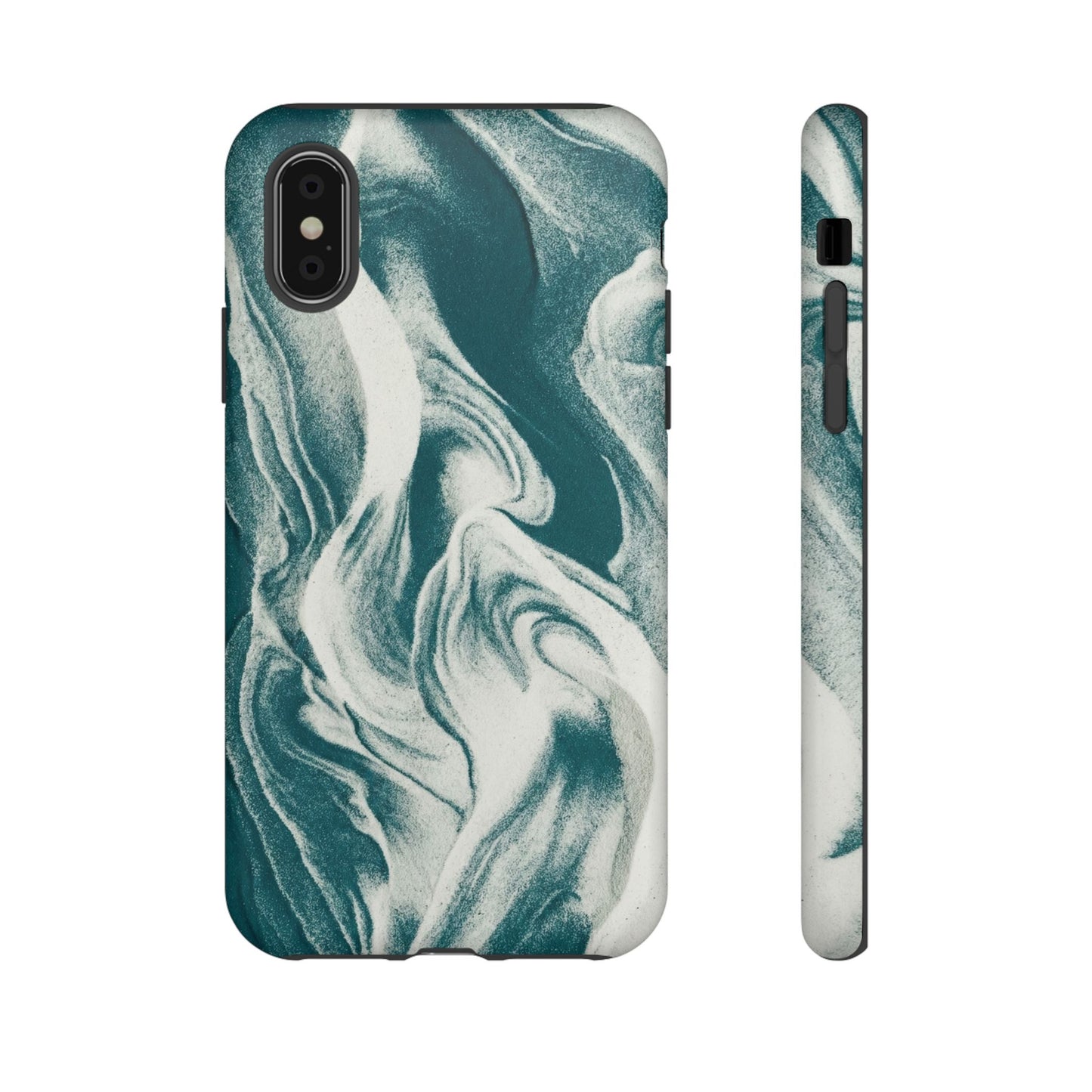 Marble Teal Tough Phone Case — Swirl Pattern Protective Cover