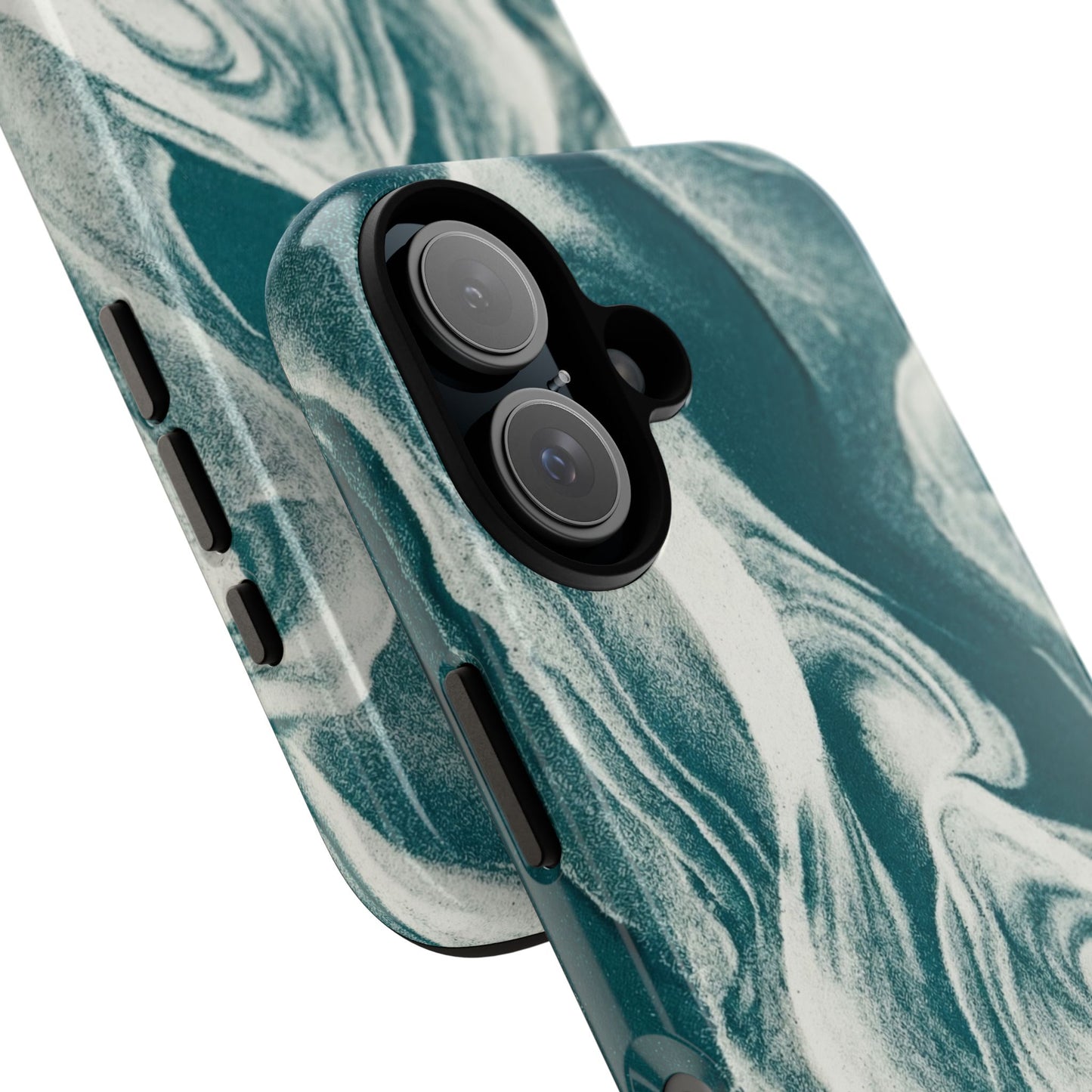 Marble Teal Tough Phone Case — Swirl Pattern Protective Cover