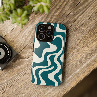 Teal Retro Swirl Tough Phone Case