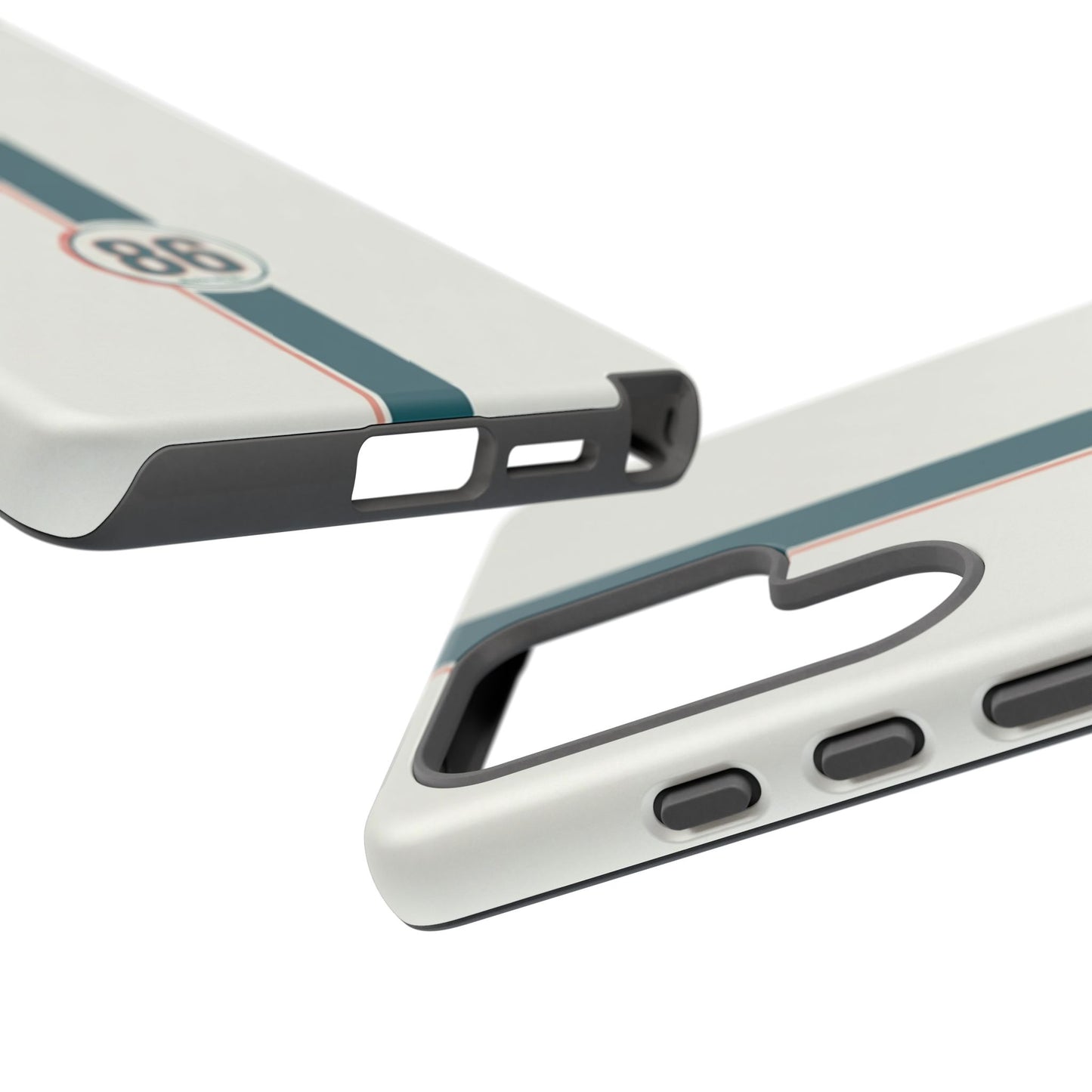 Racing Stripe Tough Phone Case — Retro White With '86 Circle Badge