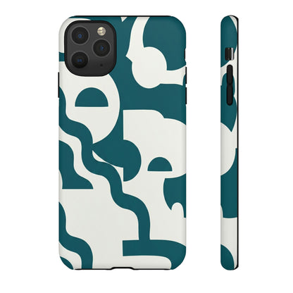 Abstract Teal Shapes Phone Case — Modern Geometric Tough Case