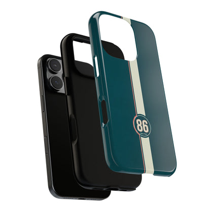 Racing Stripe Phone Case - Retro Teal with Number 86
