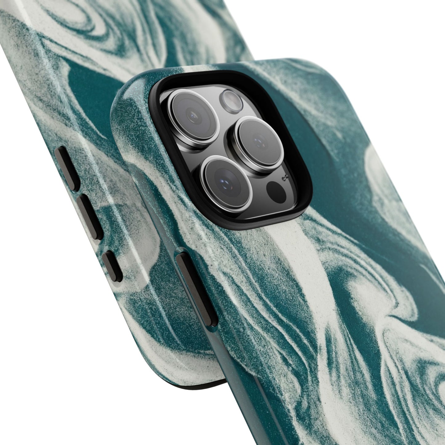 Marble Teal Tough Phone Case — Swirl Pattern Protective Cover