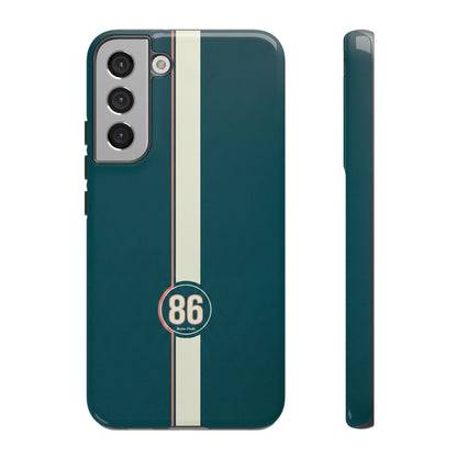 Racing Stripe Phone Case - Retro Teal with Number 86
