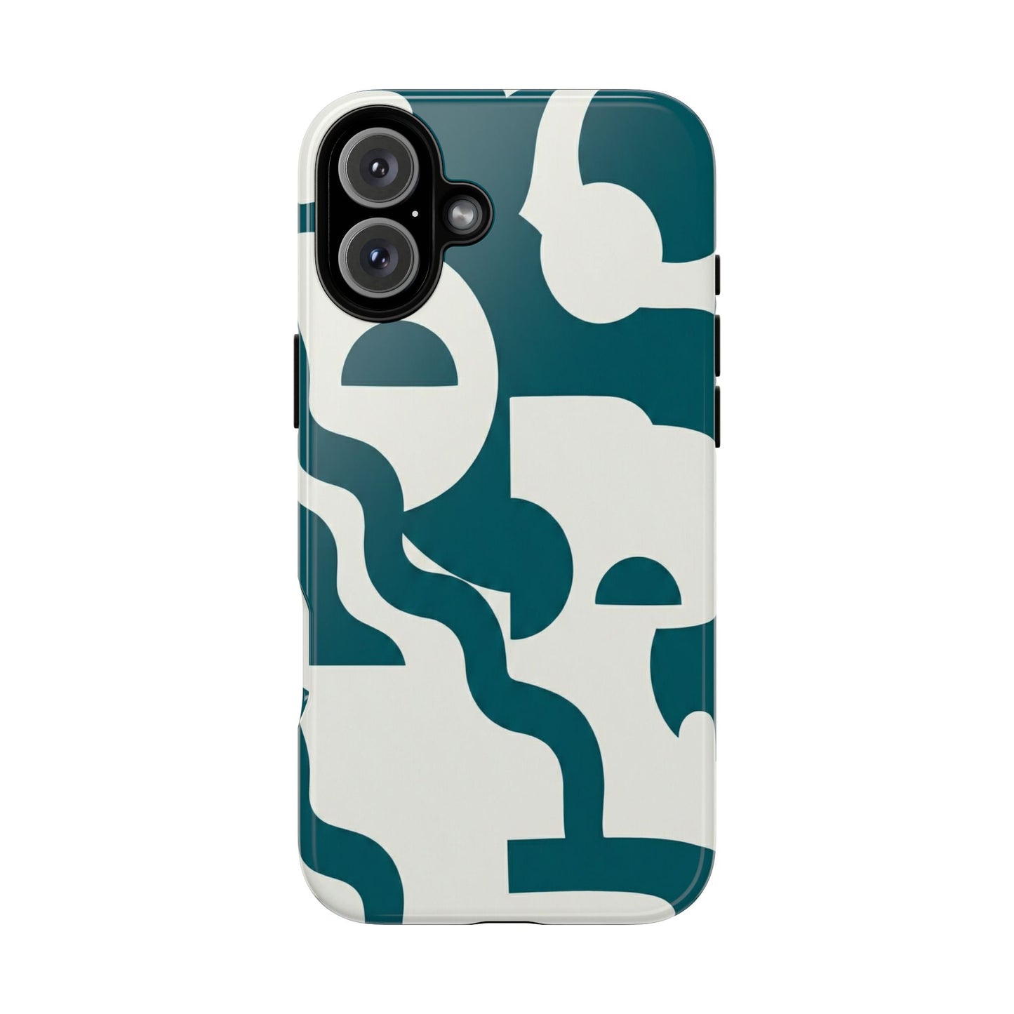 Abstract Teal Shapes Phone Case — Modern Geometric Tough Case