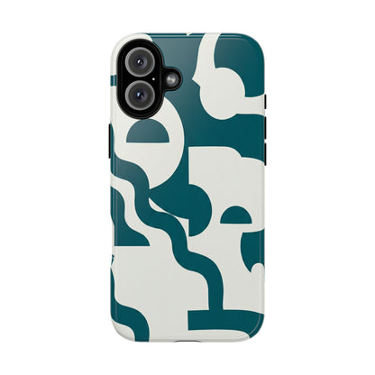 Abstract Teal Shapes Phone Case — Modern Geometric Tough Case