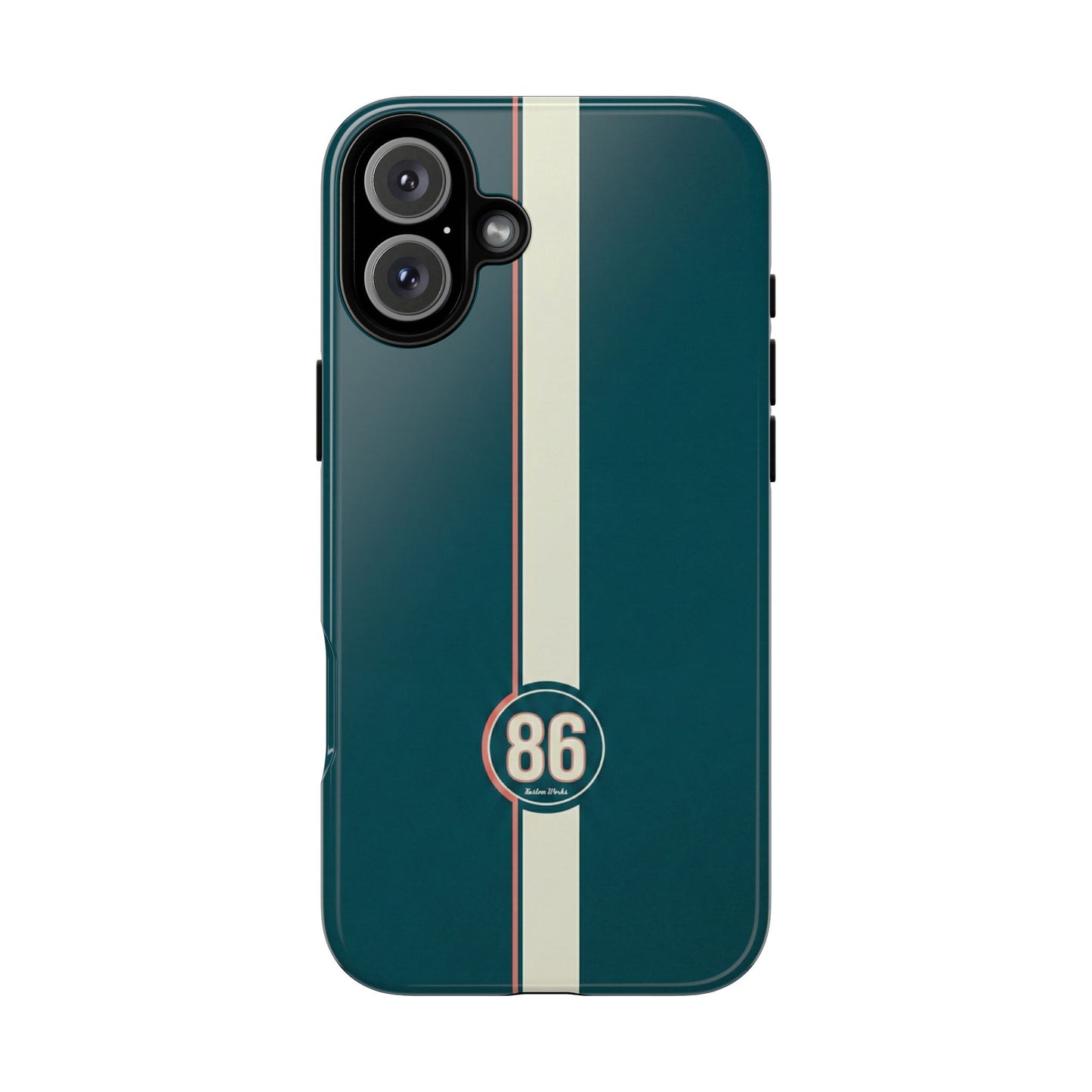 Racing Stripe Phone Case - Retro Teal with Number 86