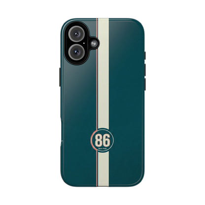 Racing Stripe Phone Case - Retro Teal with Number 86