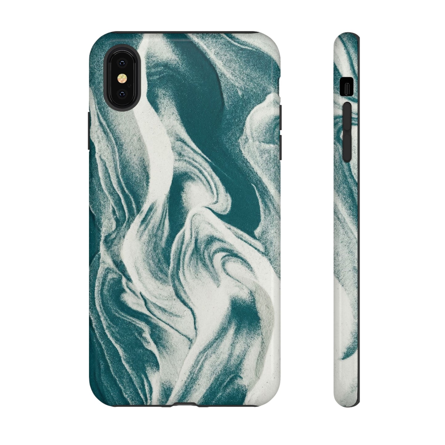 Marble Teal Tough Phone Case — Swirl Pattern Protective Cover