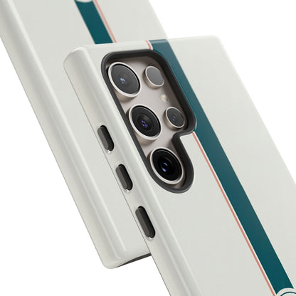 Racing Stripe Tough Phone Case — Retro White With '86 Circle Badge