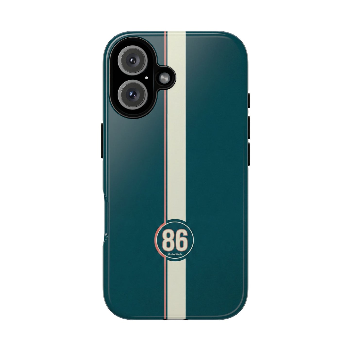 Racing Stripe Phone Case - Retro Teal with Number 86