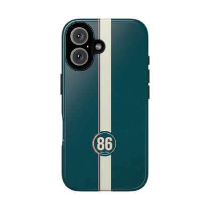 Racing Stripe Phone Case - Retro Teal with Number 86