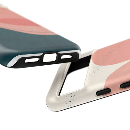 Abstract Sunset Phone Case — Pink & Teal Wave Tough Case