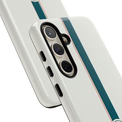 Racing Stripe Tough Phone Case — Retro White With '86 Circle Badge