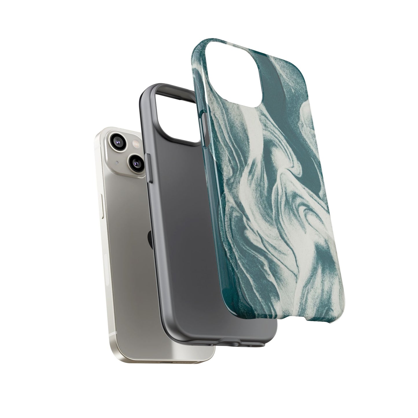 Marble Teal Tough Phone Case — Swirl Pattern Protective Cover