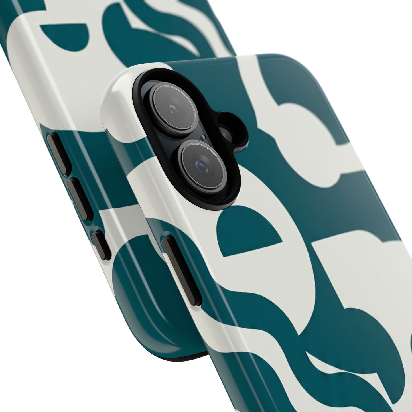 Abstract Teal Shapes Phone Case — Modern Geometric Tough Case
