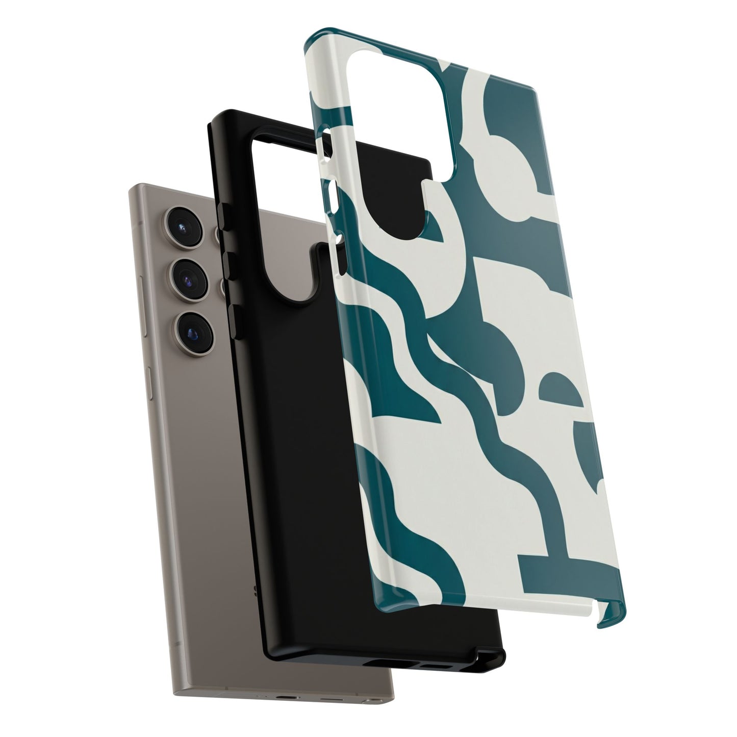 Abstract Teal Pattern Phone Case — Modern Geometric Tough Case