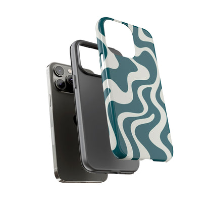 Teal Retro Swirl Tough Phone Case