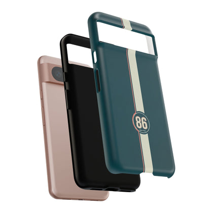 Racing Stripe Phone Case - Retro Teal with Number 86