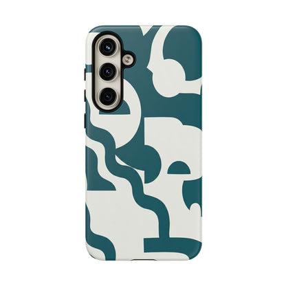 Abstract Teal Pattern Phone Case — Modern Geometric Tough Case