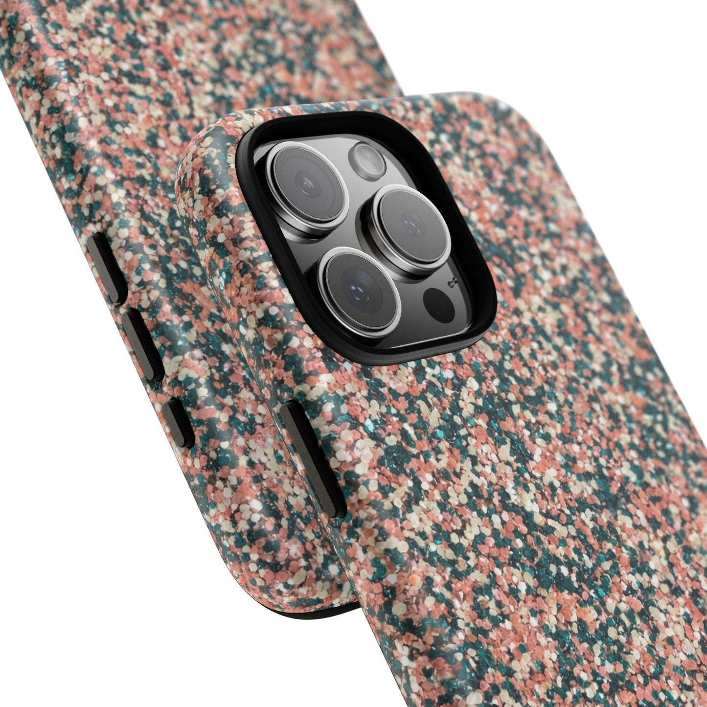 Glitter Speckle Tough Phone Case — Pink & Teal Protective Cover