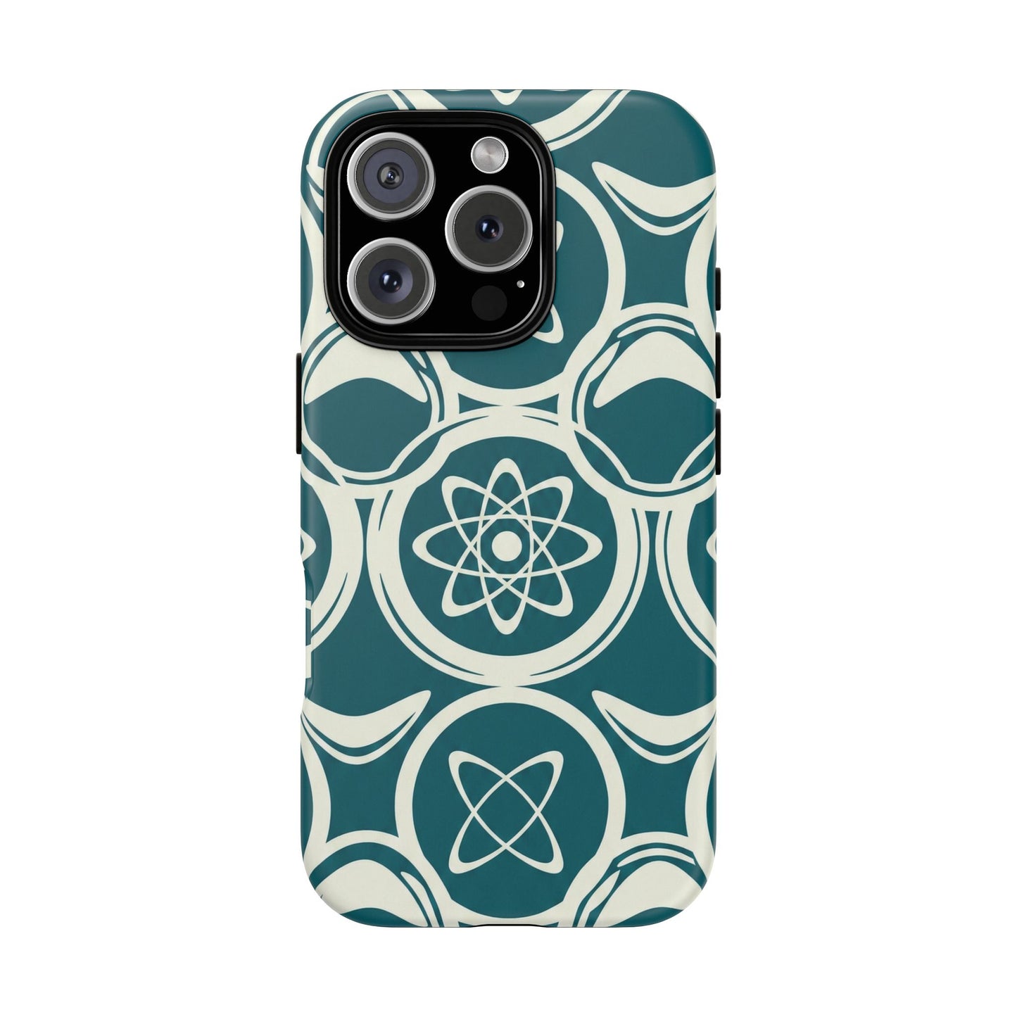 Teal Retro Atomic Pattern Tough Phone Case - Mid-Century Science Design