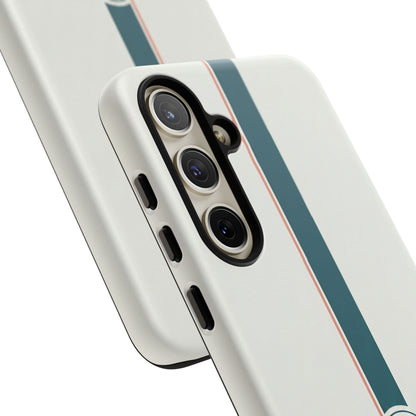 Racing Stripe Tough Phone Case — Retro White With '86 Circle Badge
