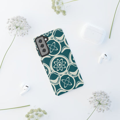 Atomic Geo Tough Phone Case — Teal Retro Science Pattern