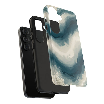 Ocean Wave Marble Phone Case — Teal & Ivory Abstract Tough Case