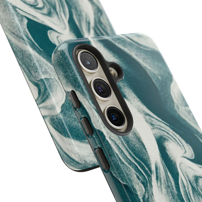 Teal Marble Tough Phone Case — Protective Artistic Swirl Design