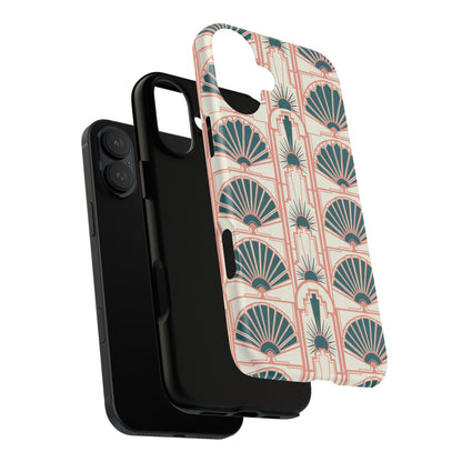 Art Deco Fan Pattern Tough Phone Case — Retro Geometric iPhone Cover