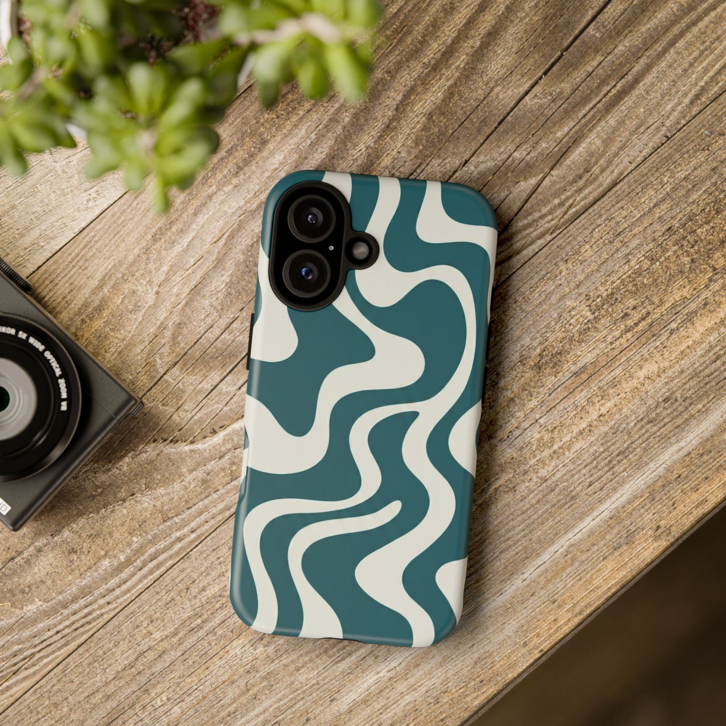 Teal Retro Swirl Tough Phone Case