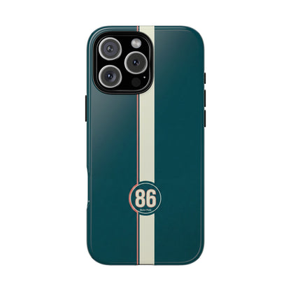 Racing Stripe Phone Case - Retro Teal with Number 86