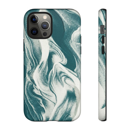 Marble Teal Tough Phone Case — Swirl Pattern Protective Cover