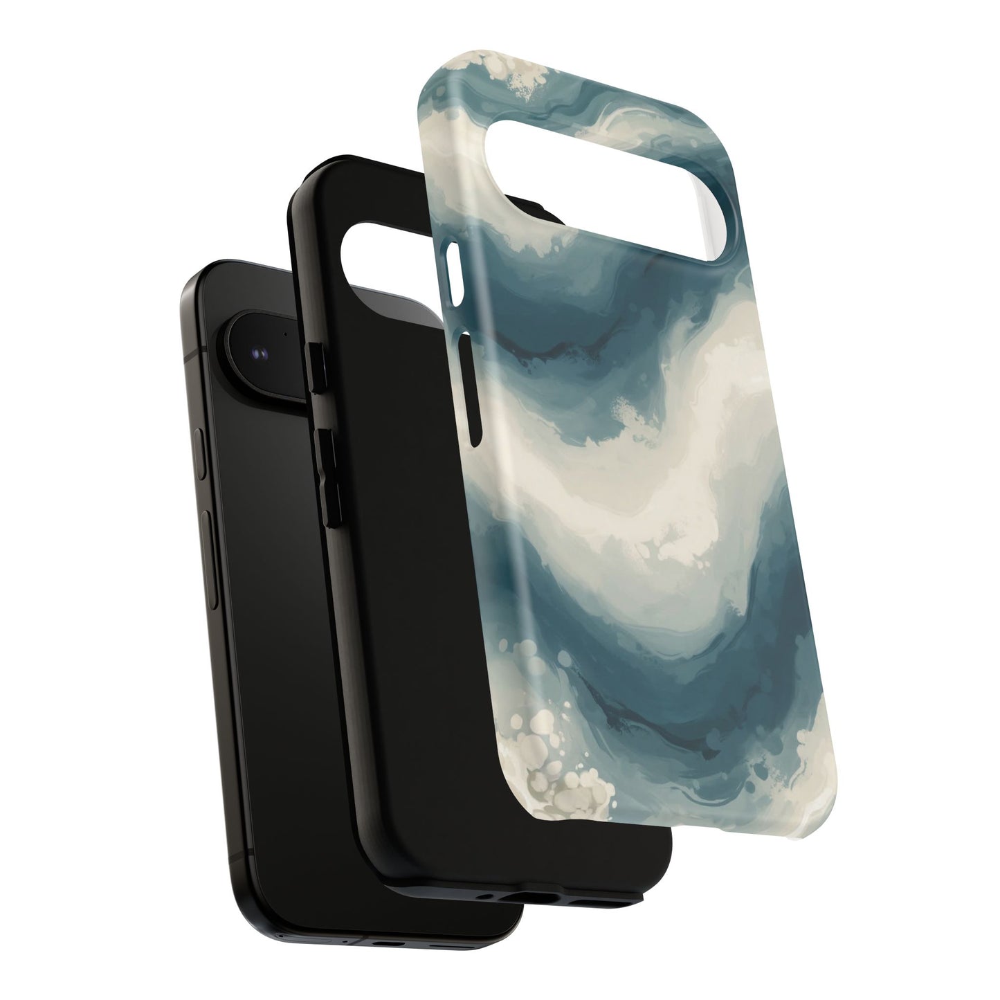Ocean Wave Marble Phone Case — Teal & Ivory Abstract Tough Case