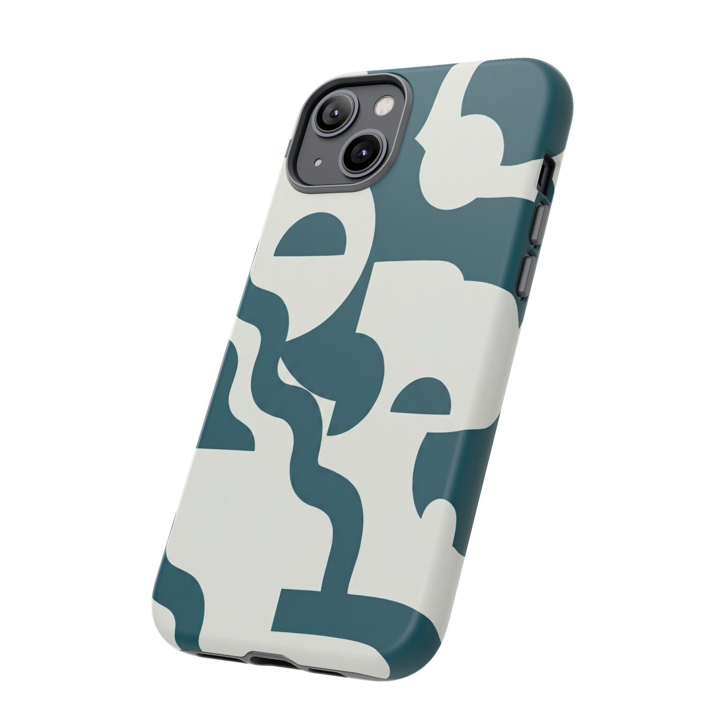 Abstract Teal Shapes Phone Case — Modern Geometric Tough Case