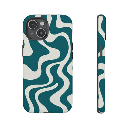 Teal Retro Swirl Tough Phone Case